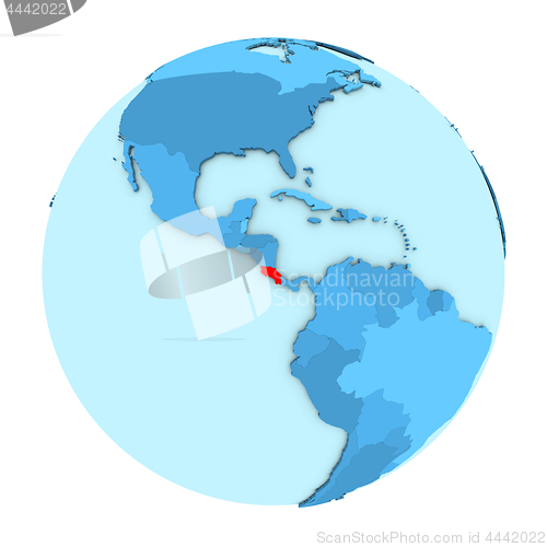 Image of Costa Rica on globe isolated