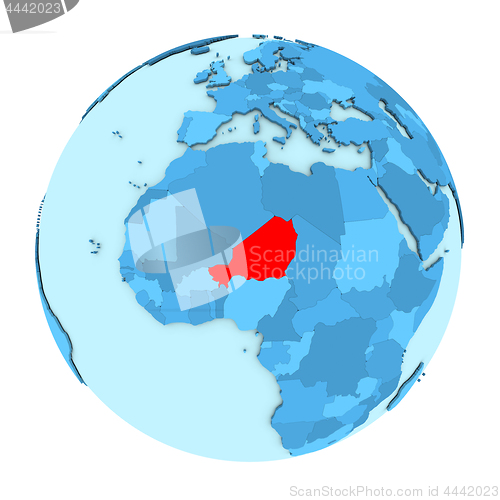 Image of Niger on globe isolated