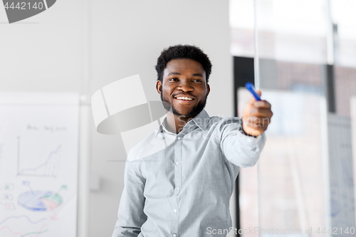 Image of businessman with flip chart at office presentation