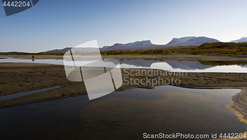 Image of Landscape with Tornetrask lake and u-shaped valley Lapporten, No