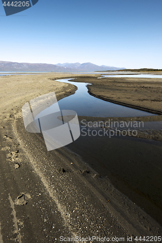 Image of Landscape with Tornetrask lake and mountains, Norrbotten, Sweden