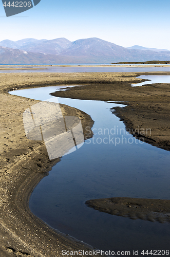 Image of Landscape with Tornetrask lake and mountains, Norrbotten, Sweden