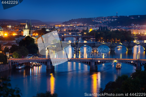 Image of Illuminated bridges in Praha