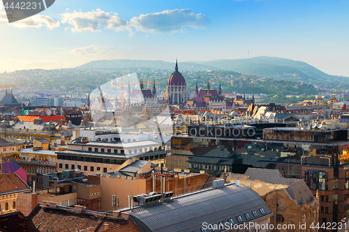 Image of Hungarian Parliament and roofs