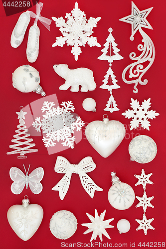 Image of White Christmas Bauble Decorations 