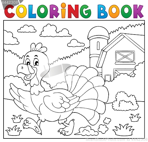 Image of Coloring book running turkey bird 2