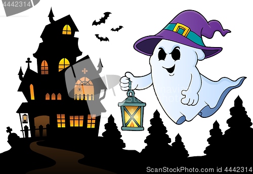 Image of Ghost with hat and lantern topic 3