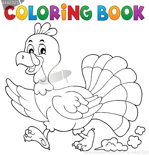 Image of Coloring book running turkey bird 1