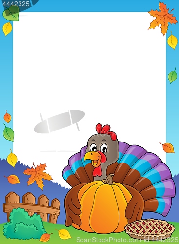 Image of Turkey bird holding pumpkin frame 1