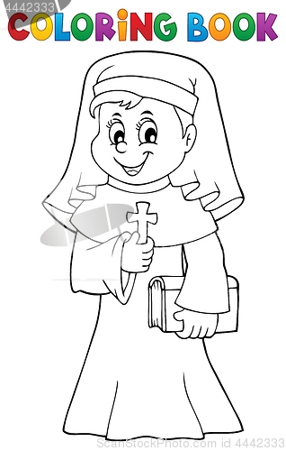 Image of Coloring book happy nun topic 1