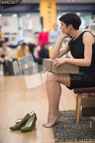 Image of Woman Trying New Shoes