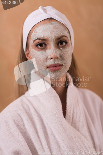 Image of Spa Woman applying Facial Mask