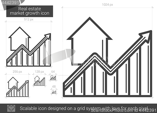 Image of Real estate market growth line icon.