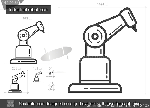 Image of Industrial robot line icon.