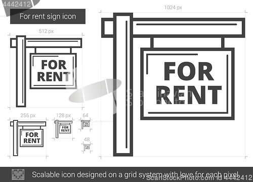 Image of For rent sign line icon.