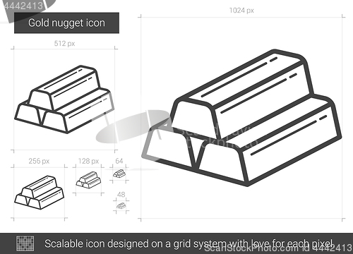 Image of Gold nugget line icon.