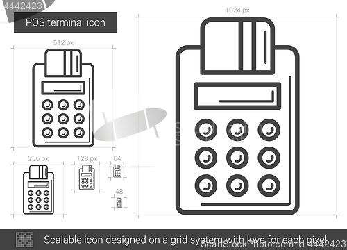 Image of POS terminal line icon.