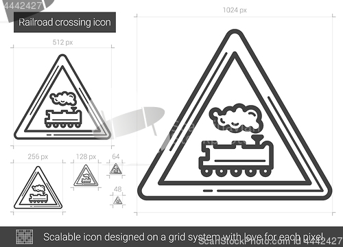 Image of Railroad crossing line icon.