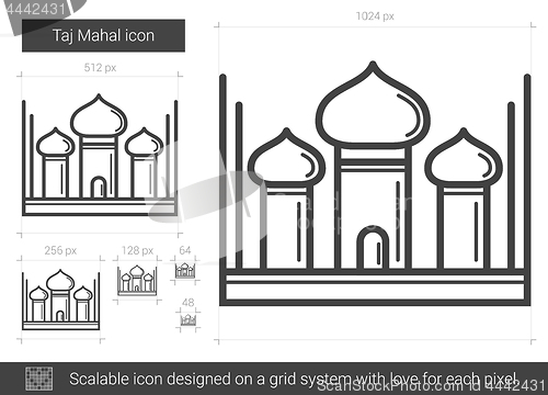 Image of Taj Mahal line icon.