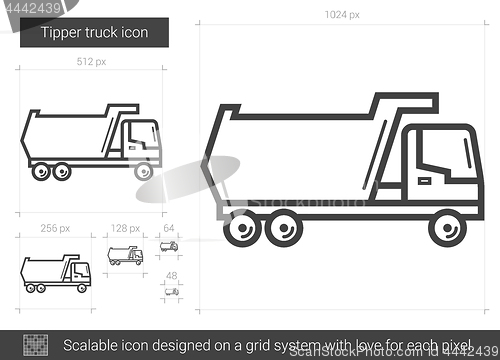 Image of Tipper truck line icon.