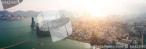 Image of Hong Kong City at aerial view in the sky