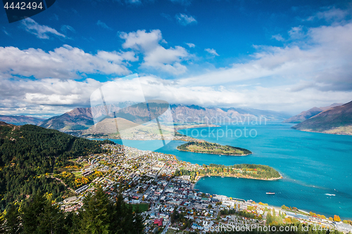 Image of Aerial view of Queenstown in South Island, New Zealand