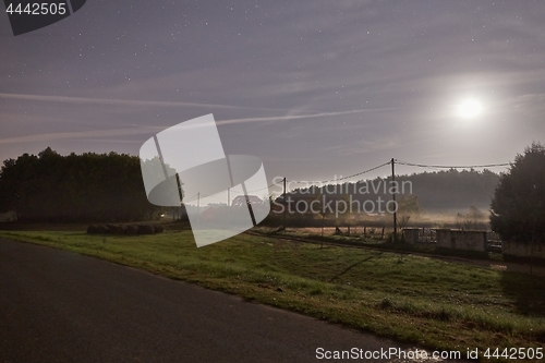 Image of Misty night with starry sky