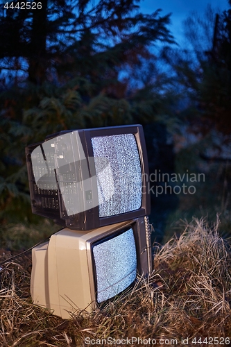 Image of TV no signal in grass