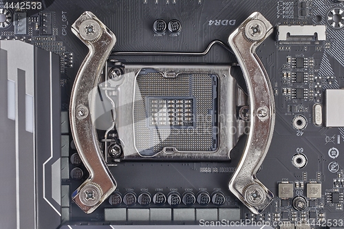 Image of Motherboard detail of a computer