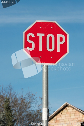 Image of Stop sign closeup