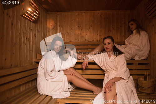 Image of a group of young women in a sauna