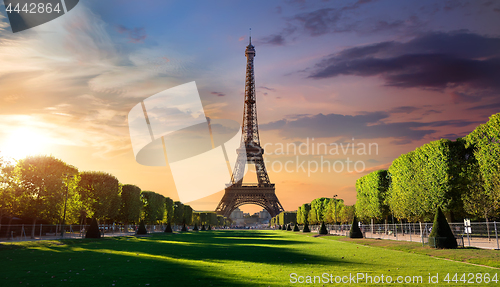 Image of Sunrise and Eiffel Tower