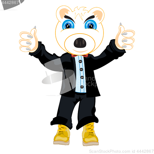 Image of Cartoon animal polar bear in fashionable suit