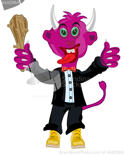 Image of Horned crock in suit with bat in hand