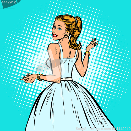 Image of bride, beautiful woman in a white dress