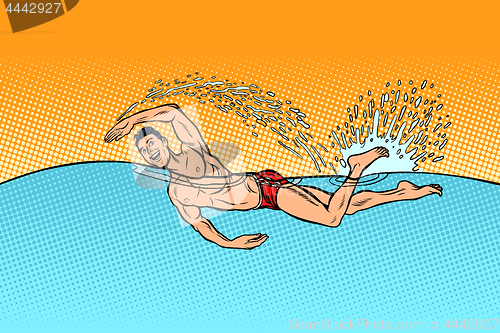 Image of man swimmer swims