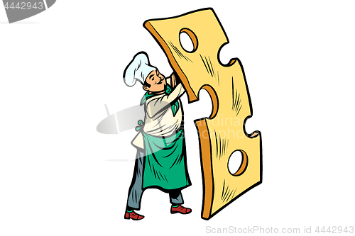 Image of little chef with a piece of cheese