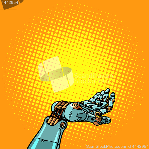 Image of robot hand presentation gesture