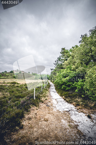 Image of Fence along a hiking trail on dry plains