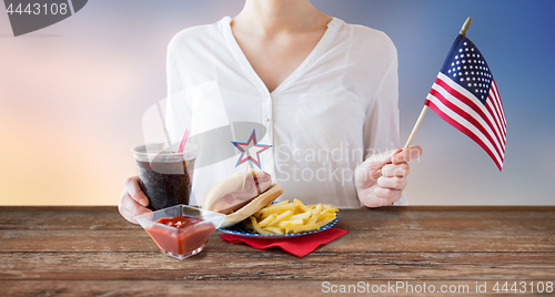 Image of woman celebrating american independence day