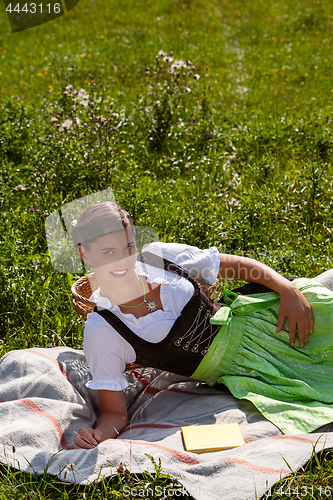 Image of Young Bavarian woman in dirndl