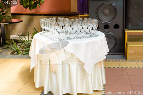 Image of Table with champagne glasses