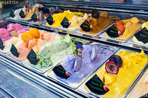 Image of Flavors of ice cream in store