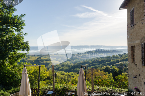 Image of Misty rolling hills in Tuscany, Italy