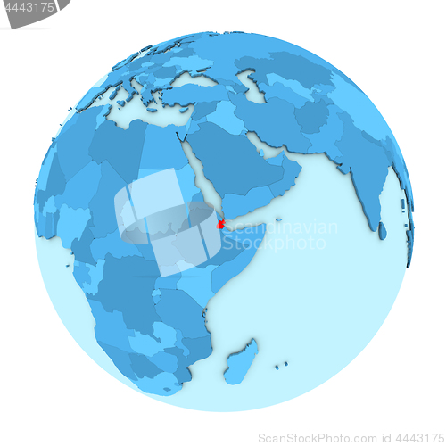 Image of Djibouti on globe isolated