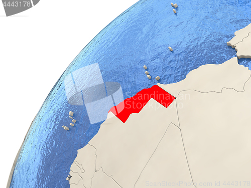 Image of Western Sahara on globe
