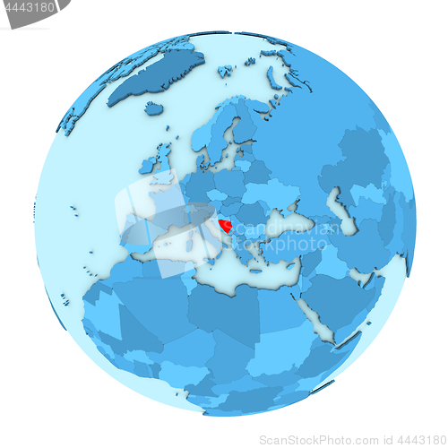 Image of Bosnia on globe isolated