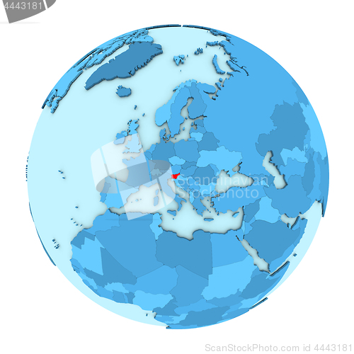 Image of Slovenia on globe isolated