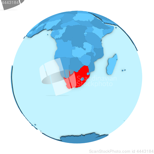 Image of South Africa on globe isolated