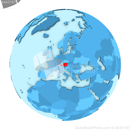 Image of Austria on globe isolated